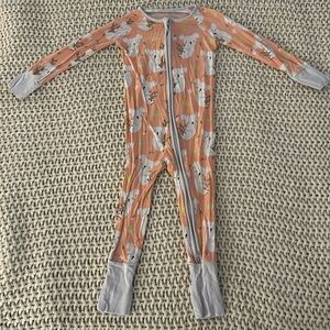 Gently Worn Little Sleepies Orange Cream Koala Zippie. Size 12-18 Months.
